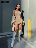 Apricot Halter Sheath Dress for Elegant Nights Out