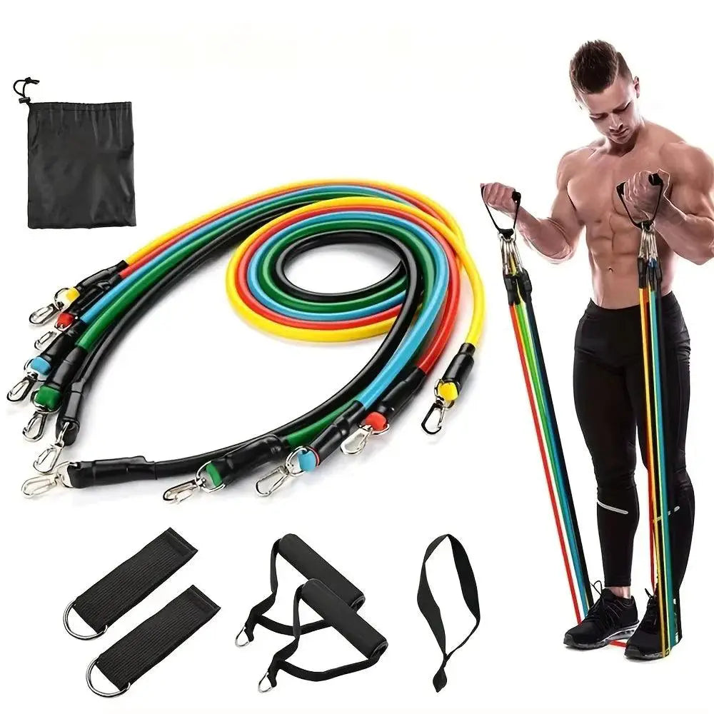 11-Piece TPE Resistance Bands Set with Accessories for Workout - OurLum.com