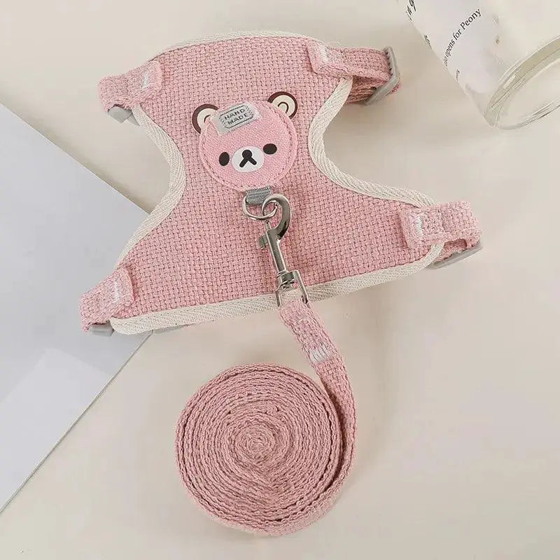 Cute Breathable Mesh Small Pet Harness And Leash Set