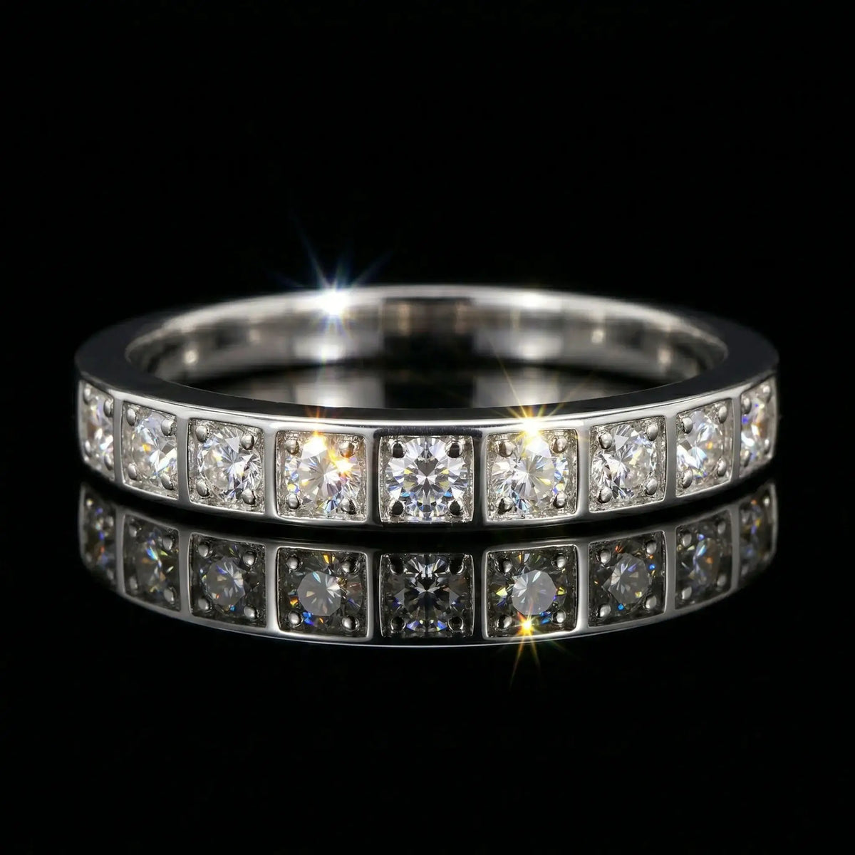 Moissanite Ring in Sterling Silver Minimalist — product view 1