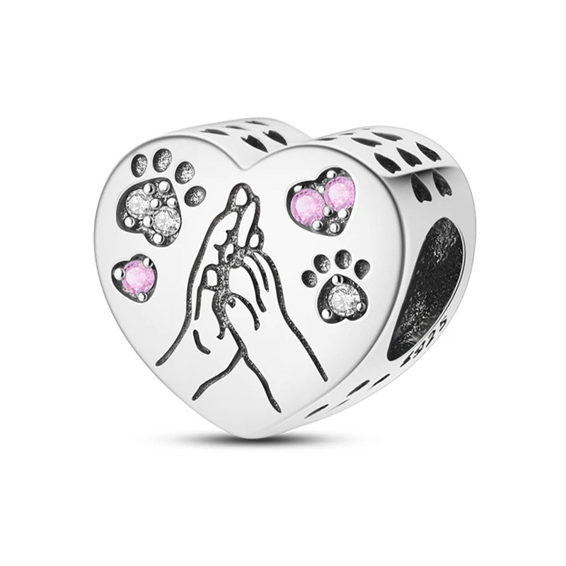 Charm Beads Sterling Silver Pink