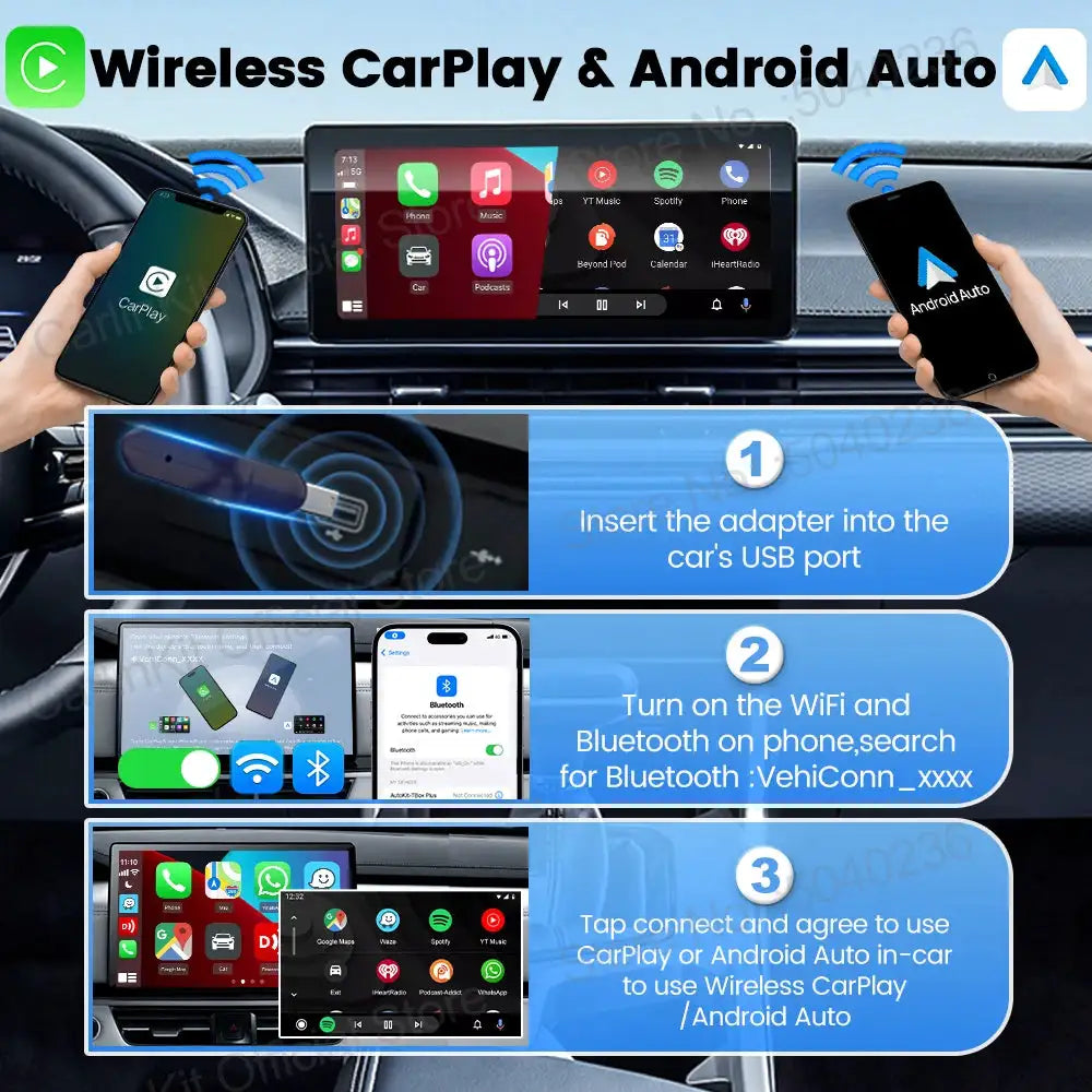 CarlinKit 5.0 Mini Ultra Wireless Adapter Wireless CarPlay Android Auto For OEM Car Plug and Play WiFi Bluetooth Auto Connection