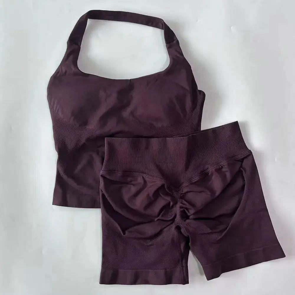 Gym Set Women Backless Halter High Waist Seamless — product view 18