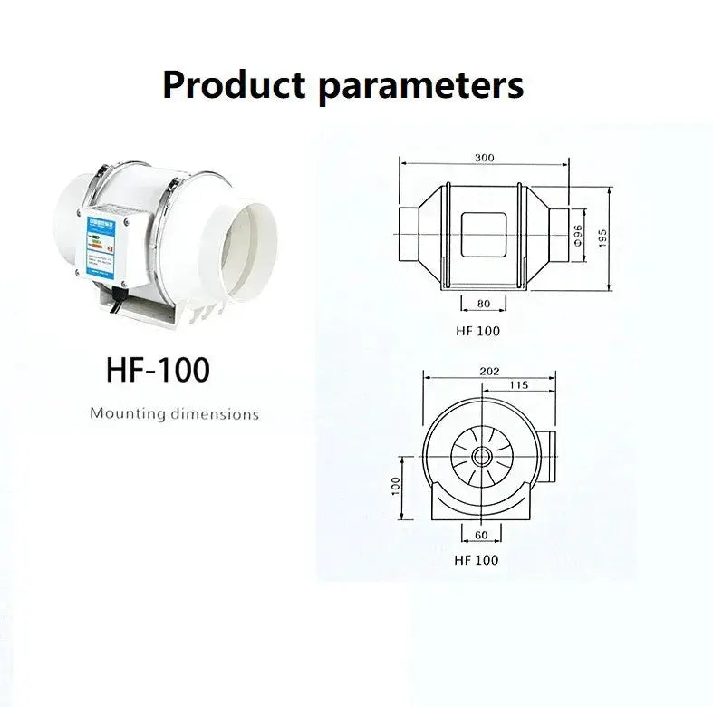 220V Silent Inline Exhaust Fan for Home and Kitchen