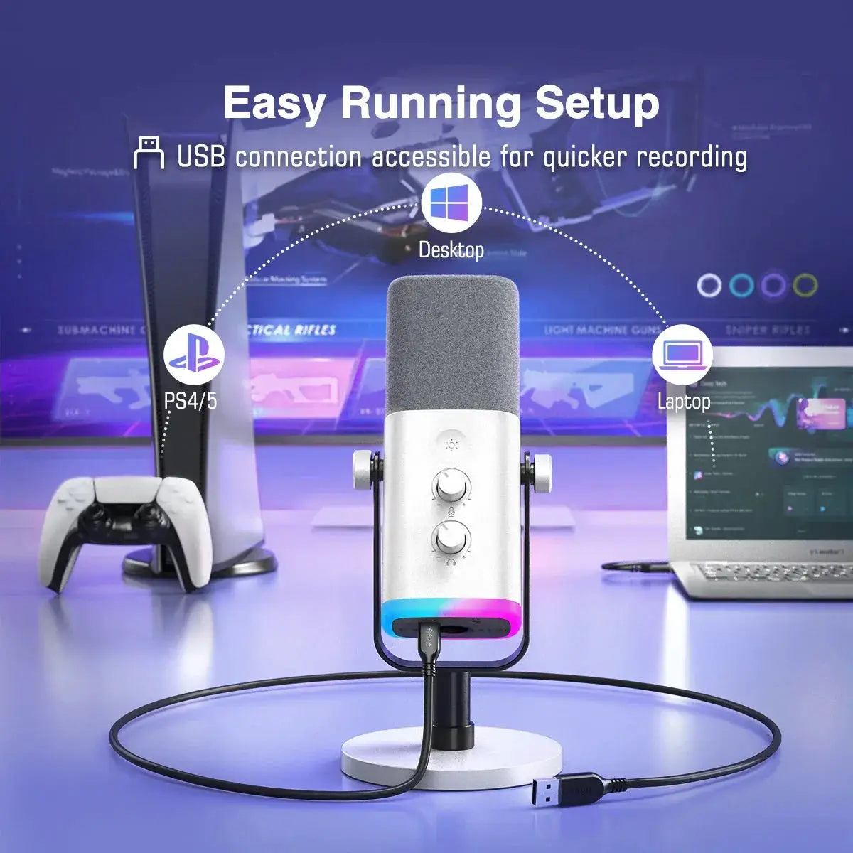 AM8W XLR USB Dynamic Microphone For PS4 And PS5 Streaming