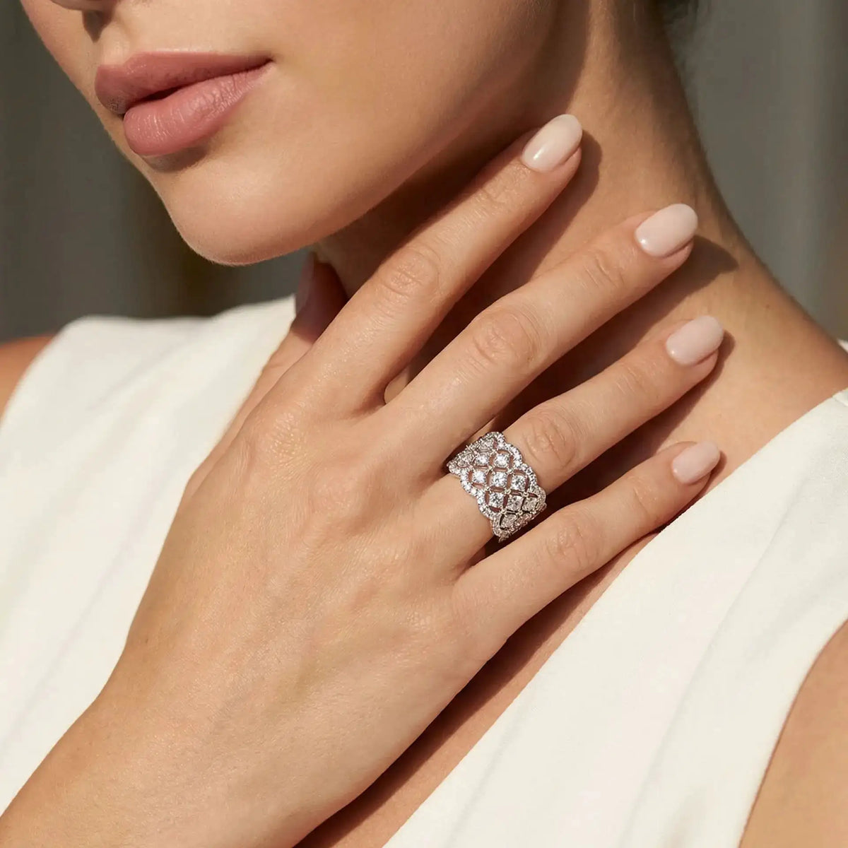 Sterling Silver Silver Moissanite Wavy Ring — product image 4