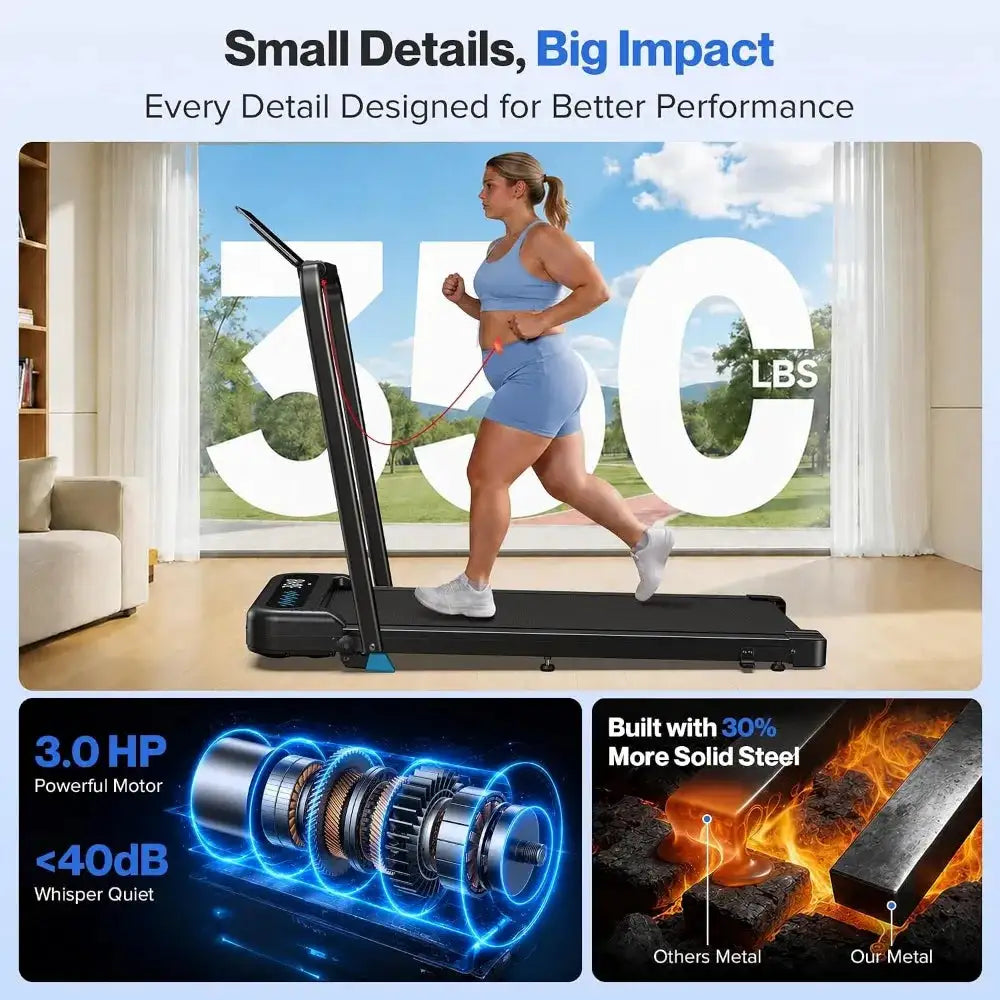 Foldable Treadmill with 10% Incline, Handle Bar, and 3.0 HP Motor for Quiet Exercise at Home or Office