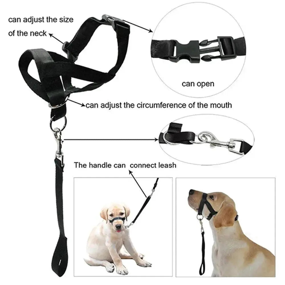 Nylon Dog Muzzle With Training Head Collar Prevent Pulling