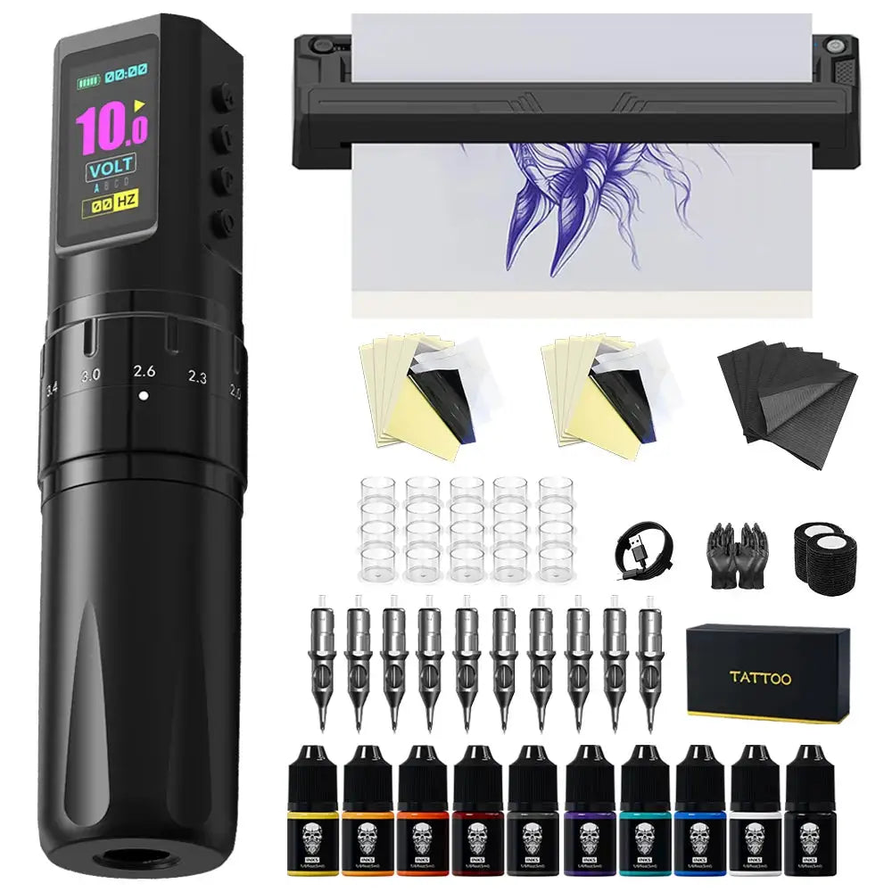 XNET X160 Rotaty Tattoo Machine Kit With Tattoo Transfer Machines Adjustable Stroke 2.0-4.2MM 1600mAh Battery Tattoo Set