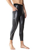 Men Fashion White Splicing Leather Pants Waist Trainer Sale