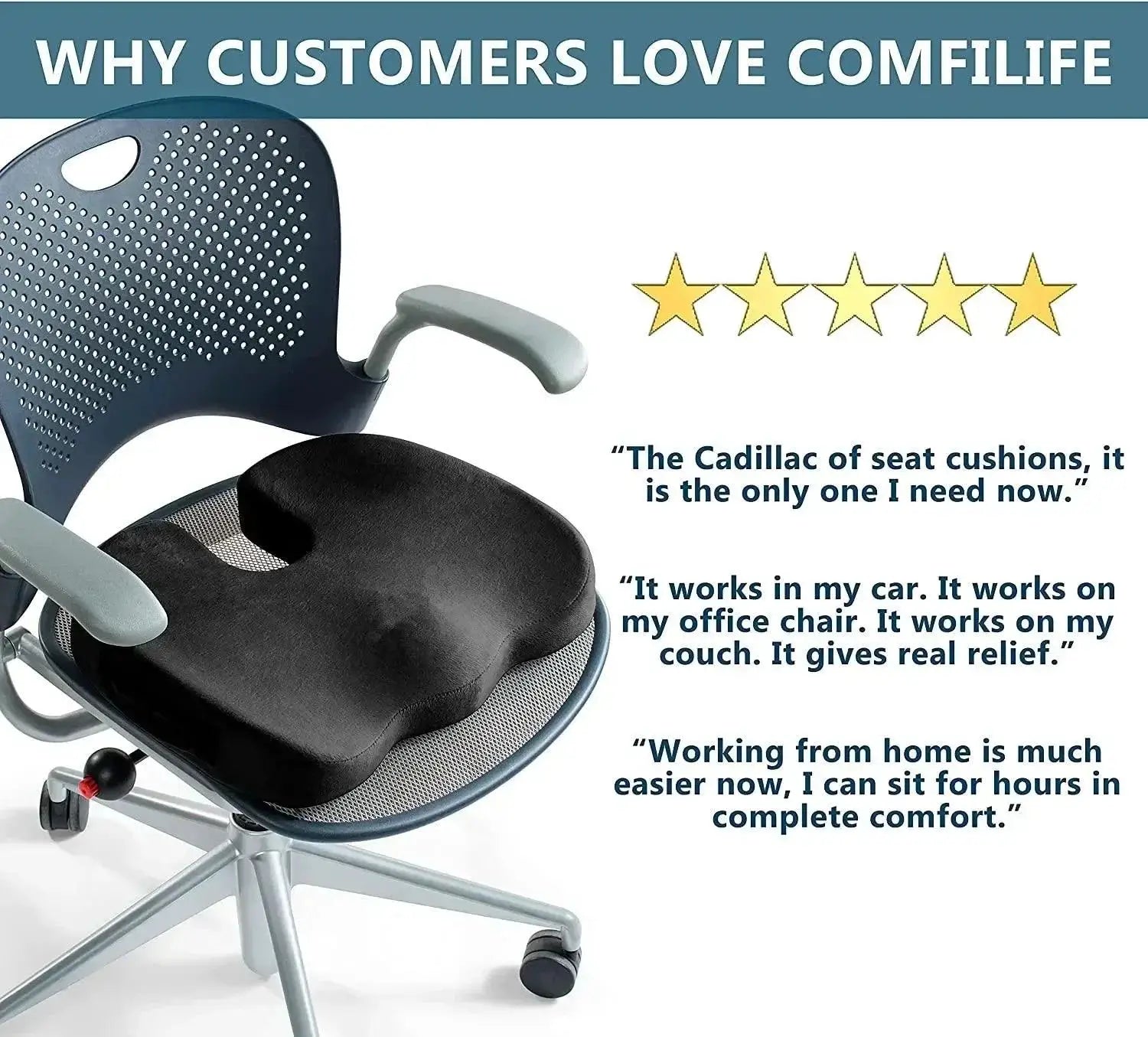 Orthopedic Gel Memory Foam Coccyx Cushion For Pain Relief