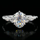 Moissanite Ring in Sterling Silver Oval