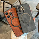 Luxury Retro Matte Leather iPhone Case Stylish Shockproof Cover