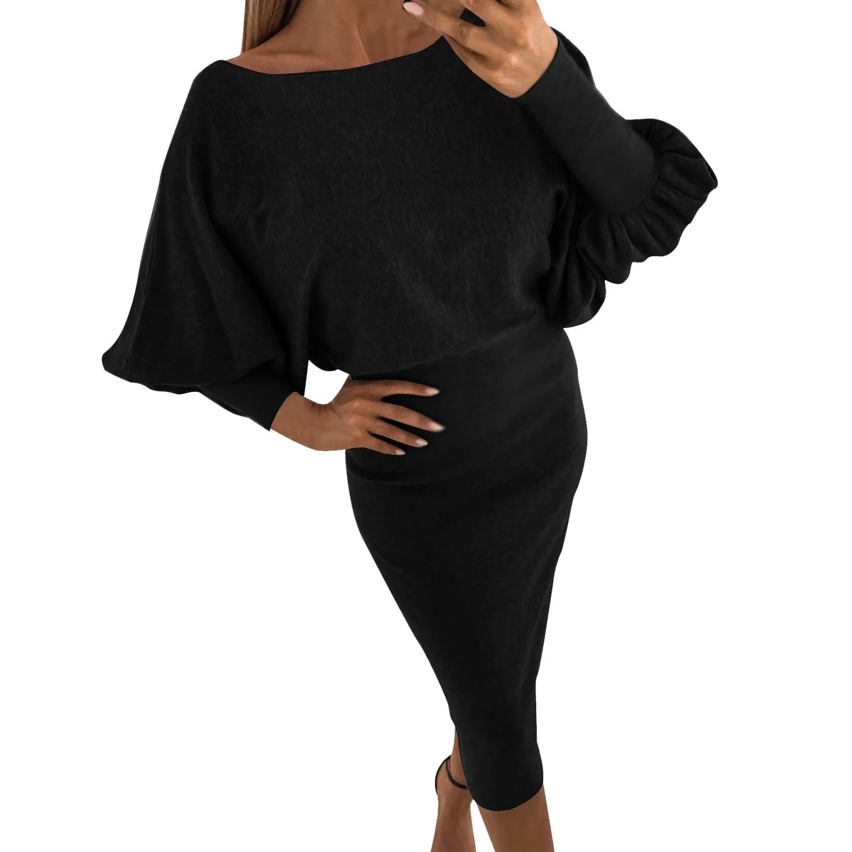 Warm Crewneck Pullover Sweater Dress