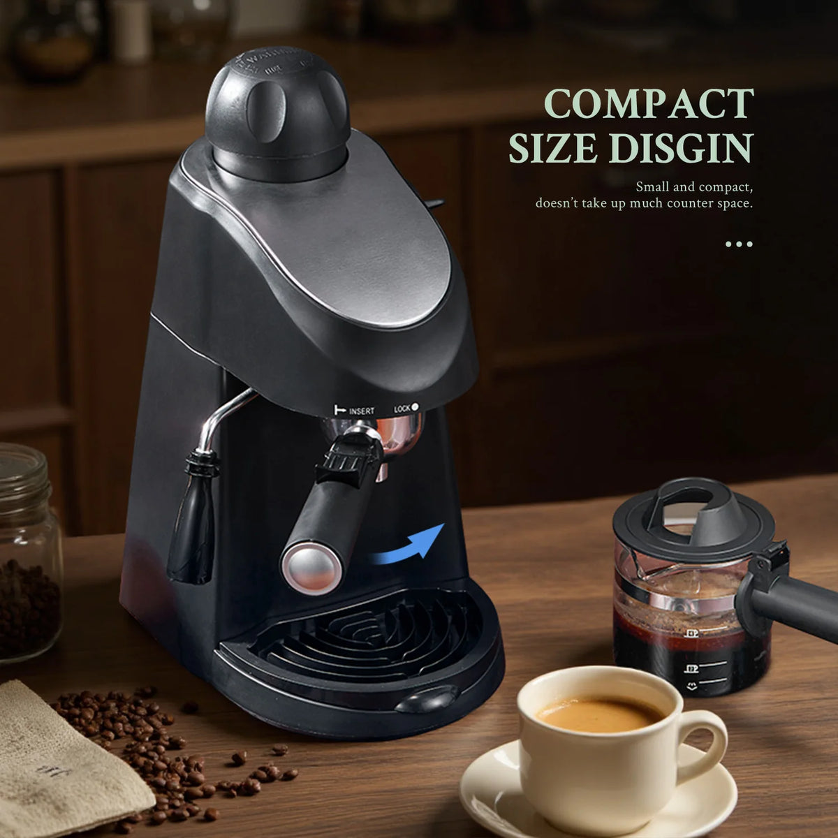 Espresso Coffee Maker, Compact Espresso Machine with Milk Frother — product view 2