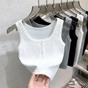 Tank Top for Women Ribbed Button Down Sleeveless Blouse