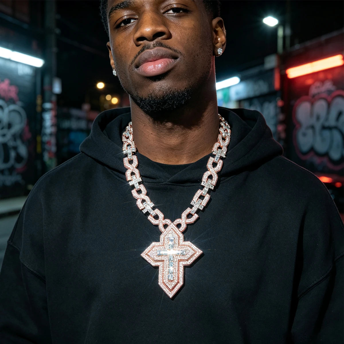 Iced Out Layered Cross Pendant