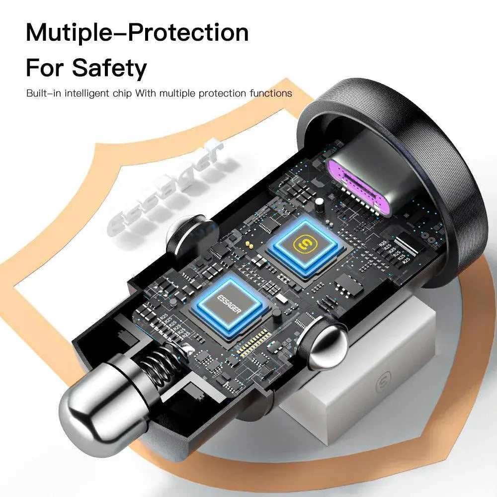 Essager 30W USB Car Charger Fast Charge for iPhone Samsung