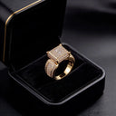 Gold Square Zircon HipHop Ring