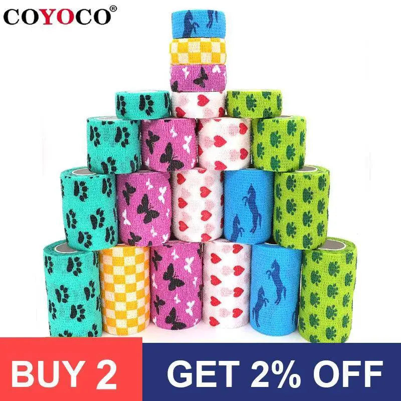 Printed Self Adhesive Elastic Bandage Colorful Sports Wrap