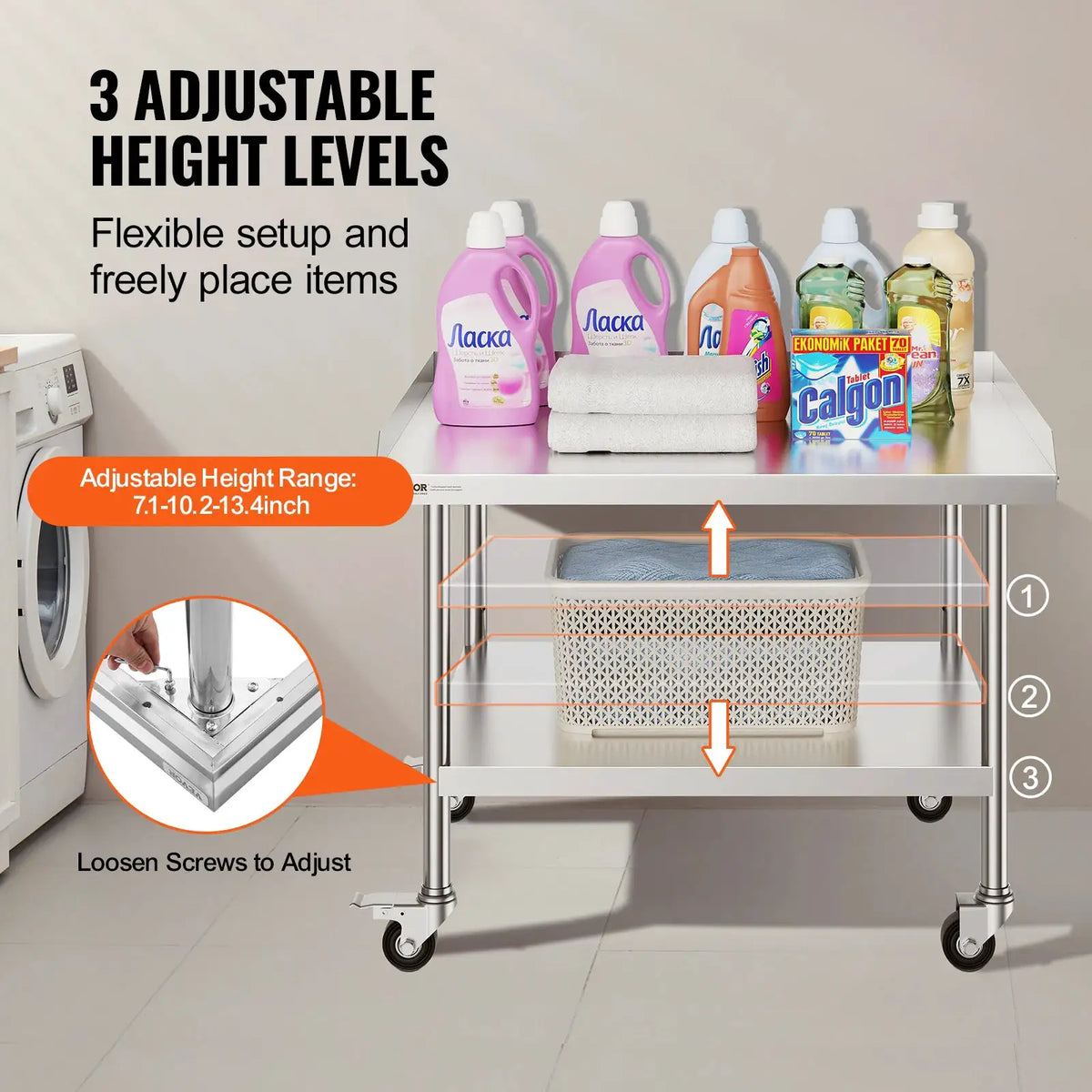 SucceBuy Stainless Steel Work Table Commercial Food Prep Worktable — product view 5