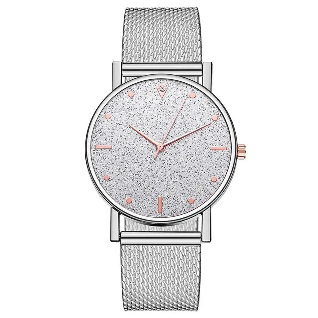 Luxurious Rhinestone Quartz Womens Watch With Steel Band