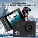 4K Action Camera For Outdoor Use Waterproof Helmet Mount