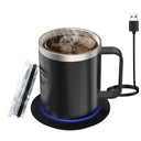 Self Heating 12oz USB Coffee Mug Stainless Steel Keeps Drinks Hot On The Go