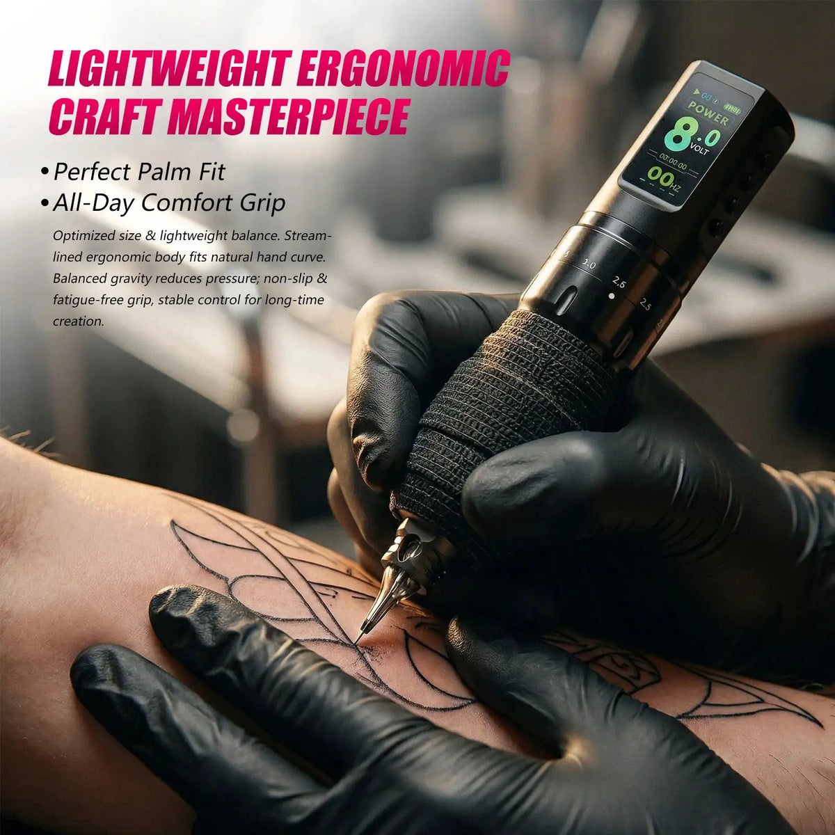 XNET Axis370 Wireless Tattoo Machine Kit Adjustable Stroke 2.0-4.2mm Coreless Motor Color Screen Tattoo Set For Tattoo Artists