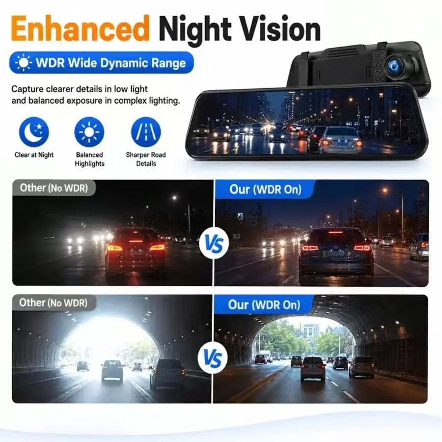 Ultrawide '' Rear View Mirror Camera with Carplay & Android — product view 8
