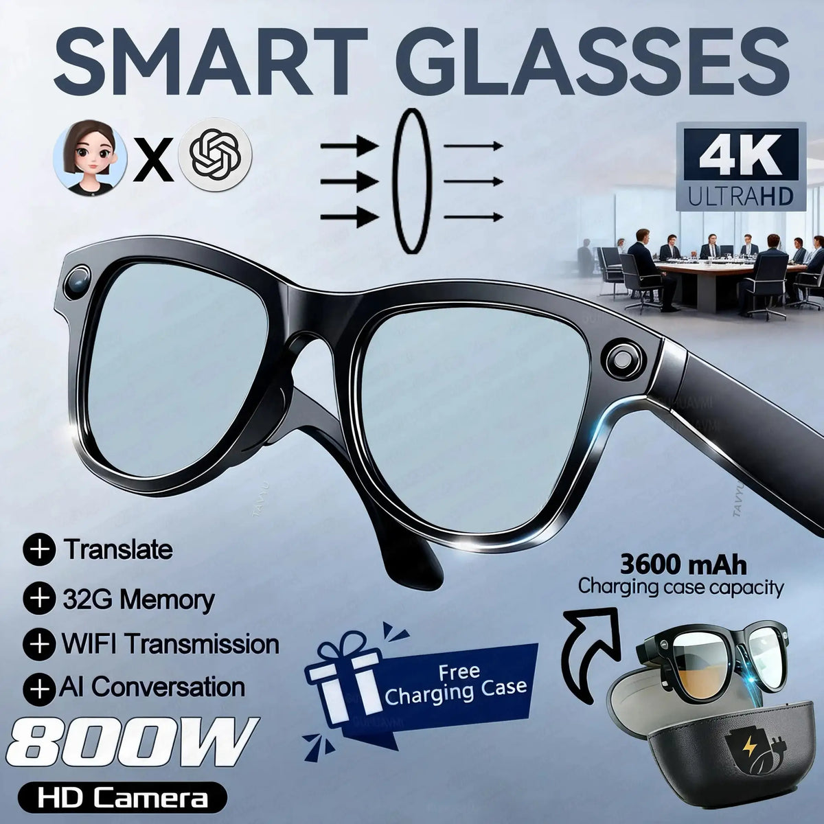 Waterproof Smart AI Sunglasses With Camera -  product image