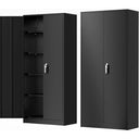 72 Inch Black Metal Storage Cabinet With Locking Doors