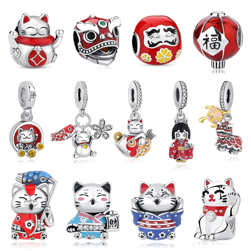 Sterling Silver Charm Fortune Cat