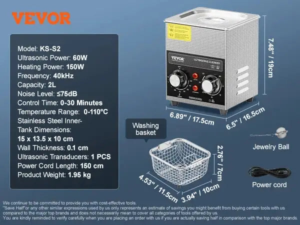 SucceBuy Ultrasonic Cleaner with Heater Timer for Lab Tools Metal — product view 12