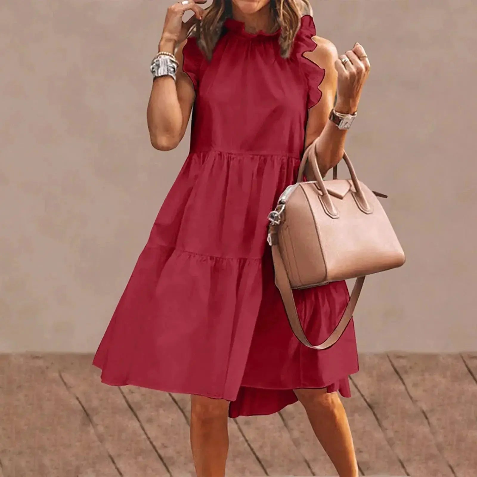 Elegant Ruffle Sleeve A Line Mini Dress For Women Fashion