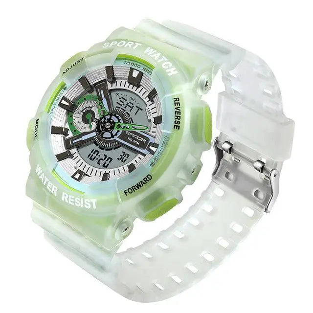 Sports Watch Men Dual Display Tech Fluorescent Design