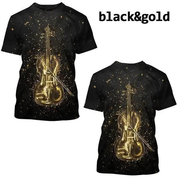 Funny Violin Print Tee For Women And Men Musical Instruments