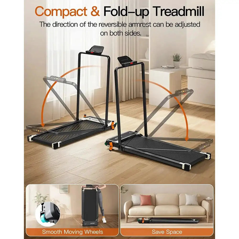 Akluer 520A-B Dual-Sided Walking Pad with Handle, 2.5HP Quiet Motor, 4MPH Max Speed, 150kg Capacity, Dual LED Display, Manual Incline & Built-in Foot Massager, 900*400mm Running Area, Local delivery FCC and UL Certified