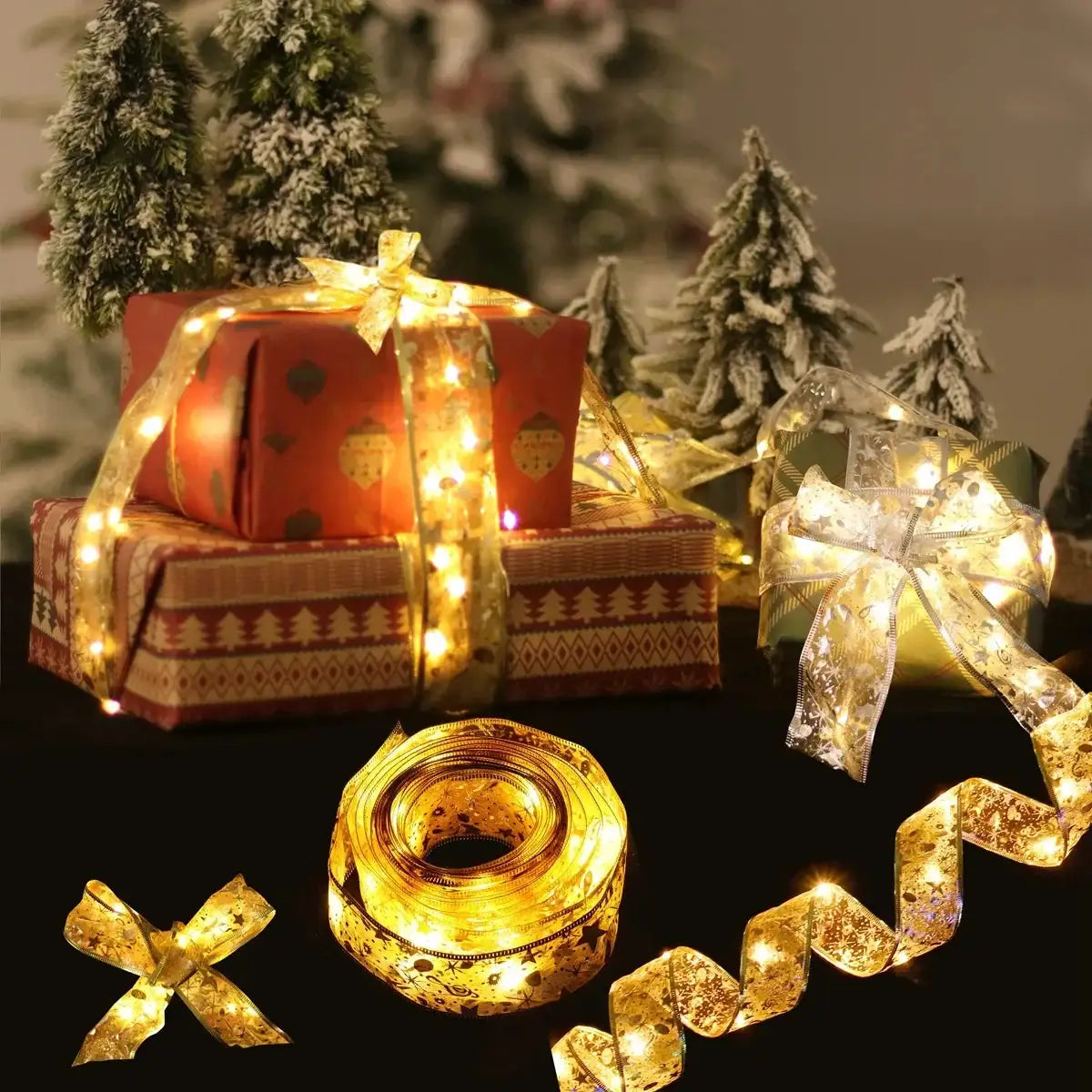 Battery Powered Ribbon Fairy Lights For Christmas Tree Decor