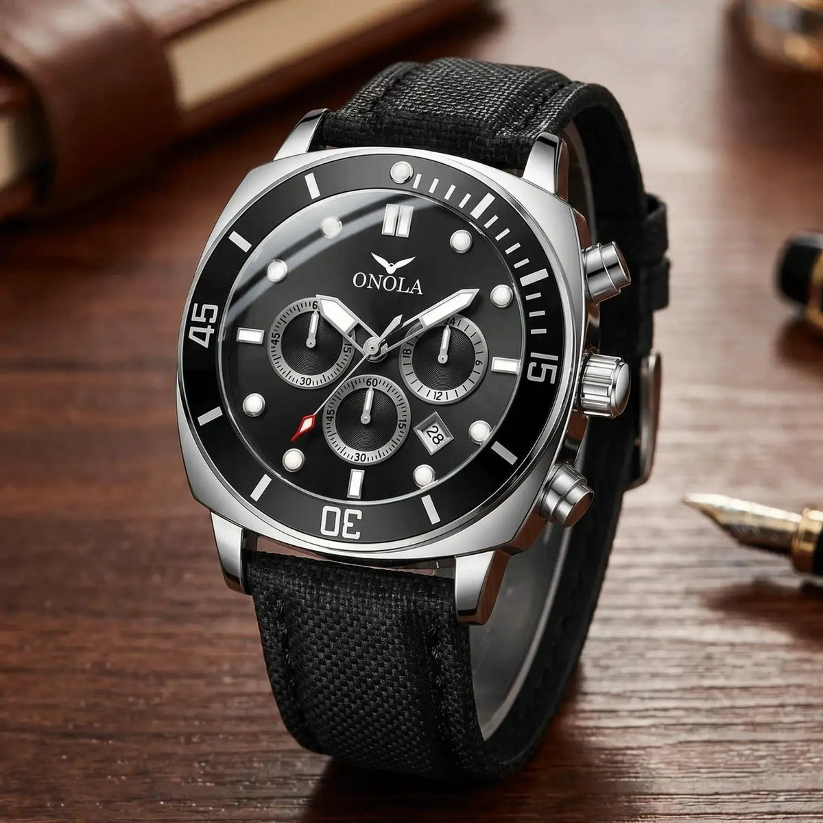 Ice Blue Chronograph Leather Watch — product image 6