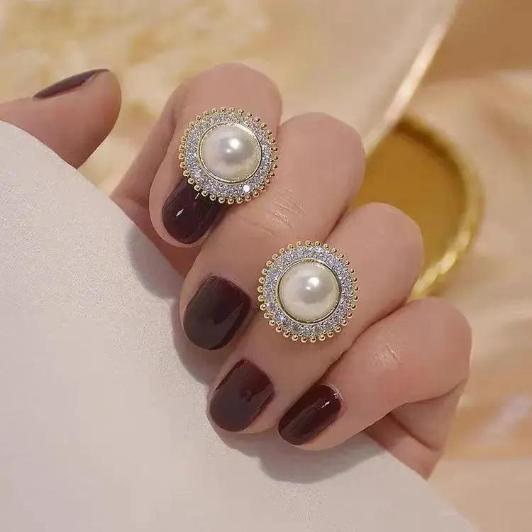 Bohemian Pearl Stud Earrings Vintage Style Jewelry Gift
