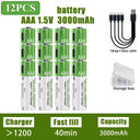 AA AAA Rechargeable Batteries - 3000Mah Capacity