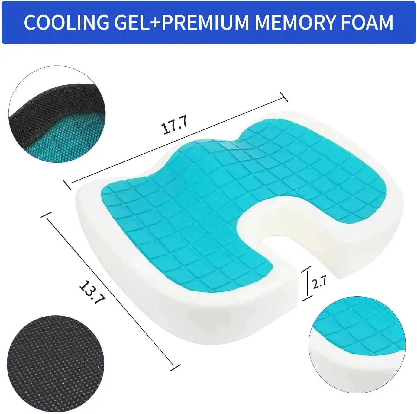 U Shaped Gel Memory Foam Seat Cushion For Travel And Office