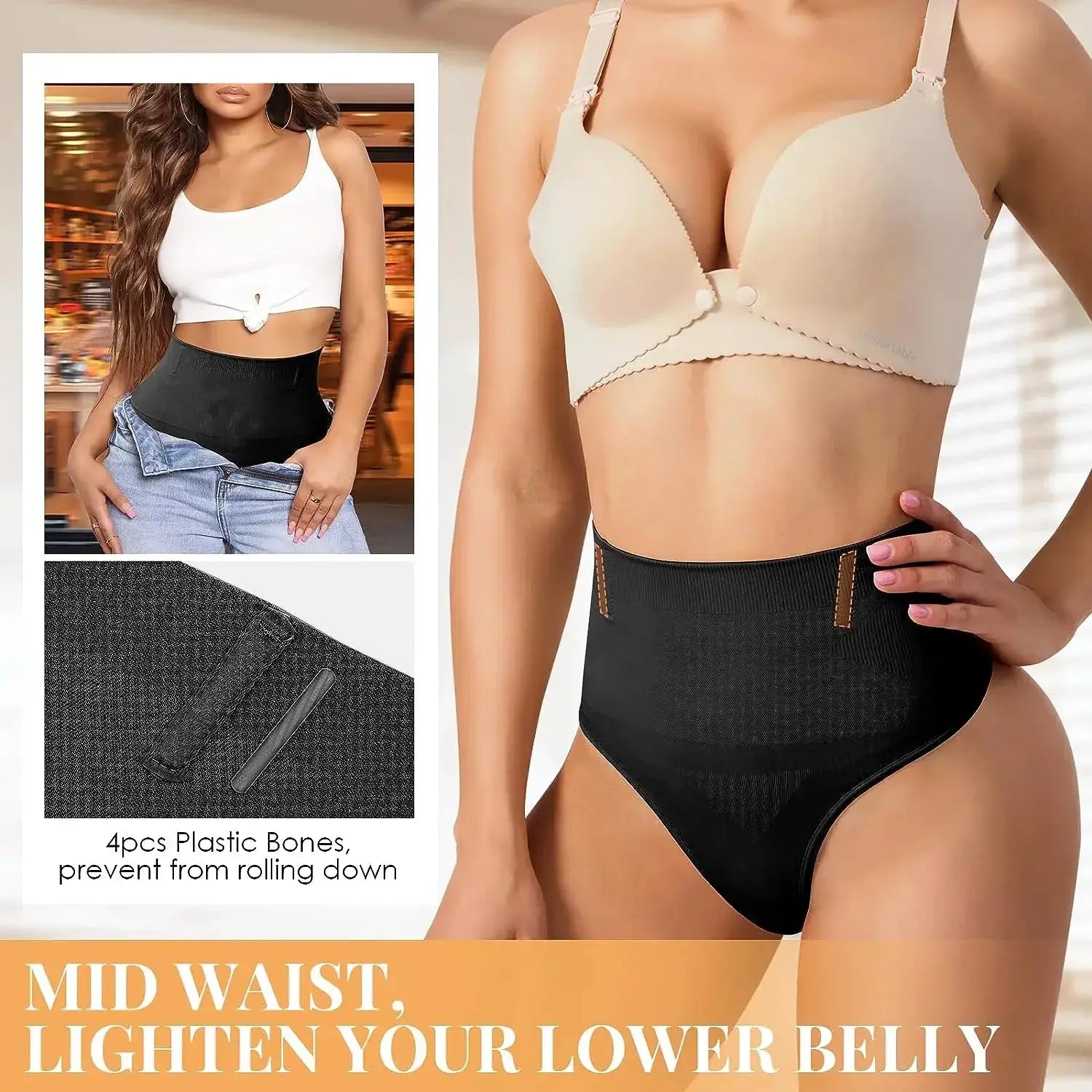 Miss Moly High Waist Control Thong Panties For Women