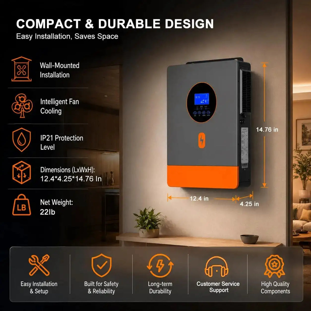 PowMr 6.5KW Split Phase Inverter 48V 110V or 220V with MPPT 100A Solar Battery Charger RS485 CAN Max PV Array Power 7200W