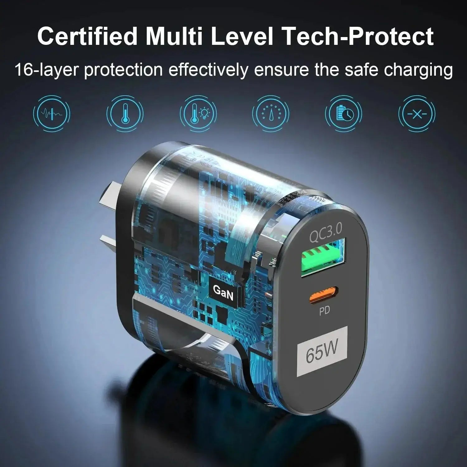 USLION GaN 65W Charger for Global Travelers Fast Charging