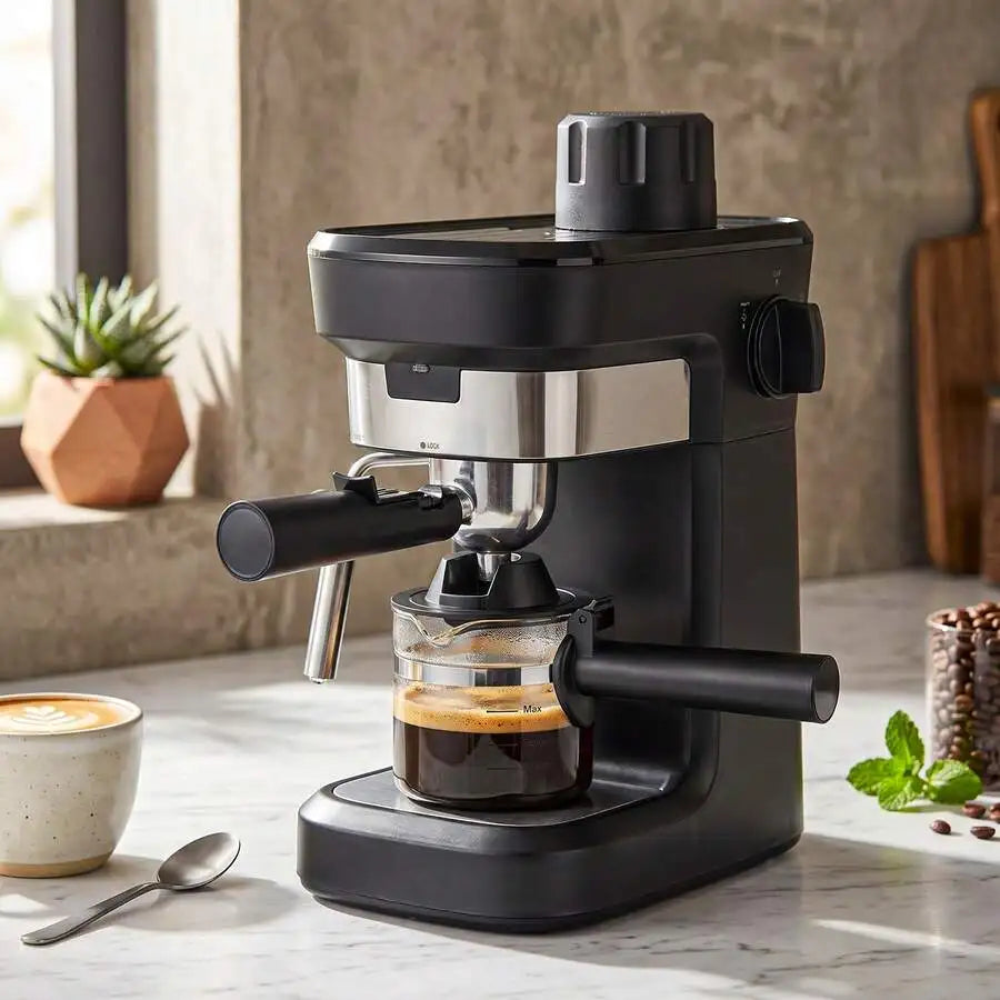 Compact Espresso Coffee Maker, Pressure With Milk Frother, Rich — product view 1