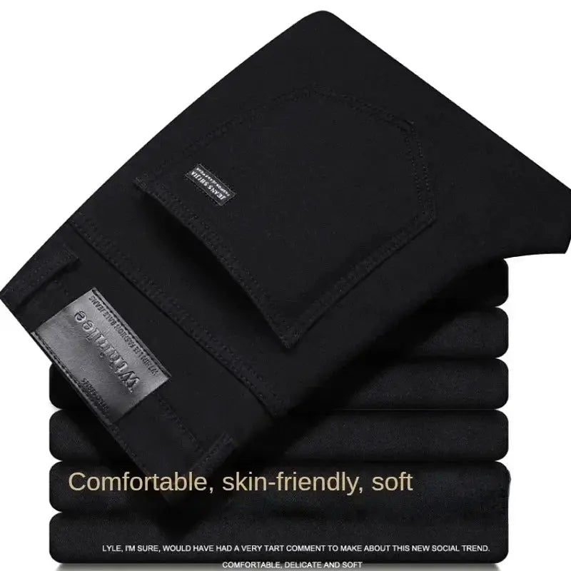 Straight Stretch Jeans for Men Classic Blue Black Comfort