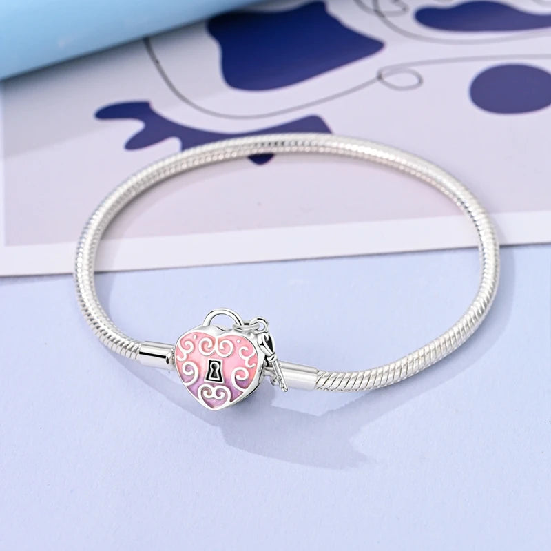Sterling Silver Snake Chain Heart-shaped
