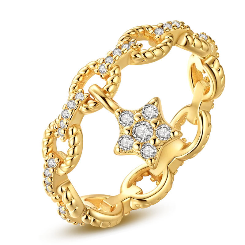 Sterling Silver Golden Ring Sparking